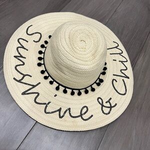Betsey Johnson Cream Sun Hat with Black Accents